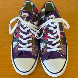 Purple Satin Floral Pattern Low-Top Converse All Star  NWT…7